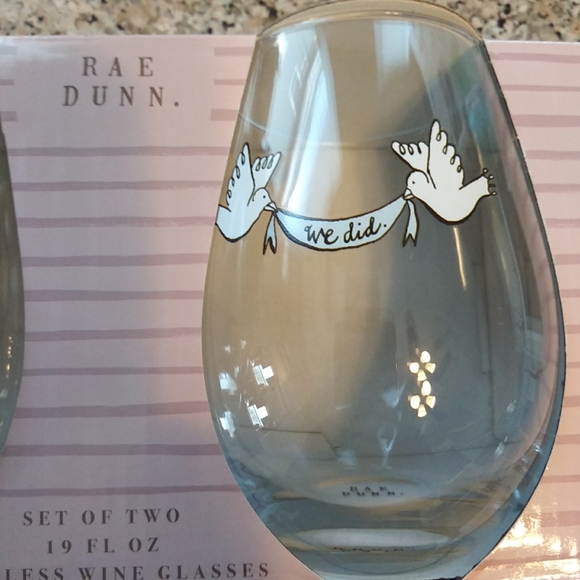 Rae Dunn Stemless 2pc Wine Glasses "We Did" - Picture 2 of 8